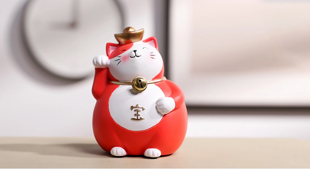 Ceramic Craft Ornaments Cute Lucky Animal Cat for Home Office Decoration Room Decorative Bedroom Entrance