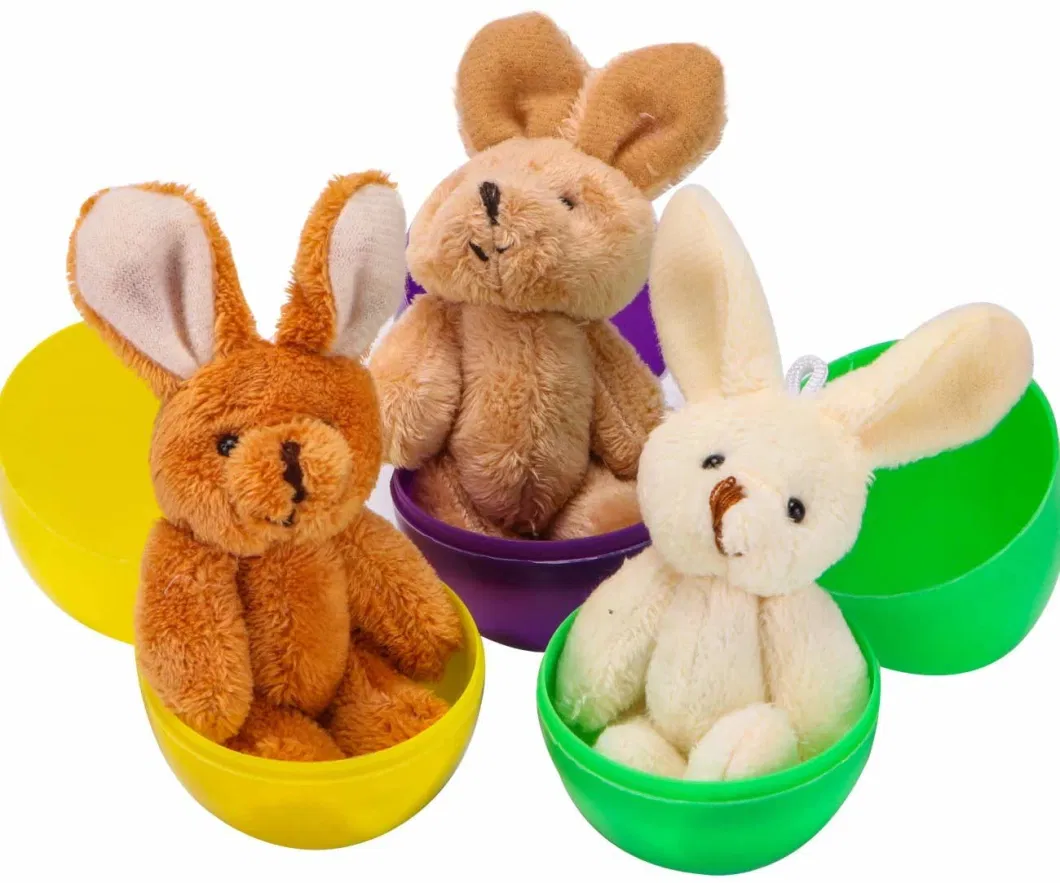 Prefilled Easter Eggs with Stuffed Animals, 3.15&quot; Plastic Easter Eggs Filled with Toys, Perfect for Easter Eggs Hunt