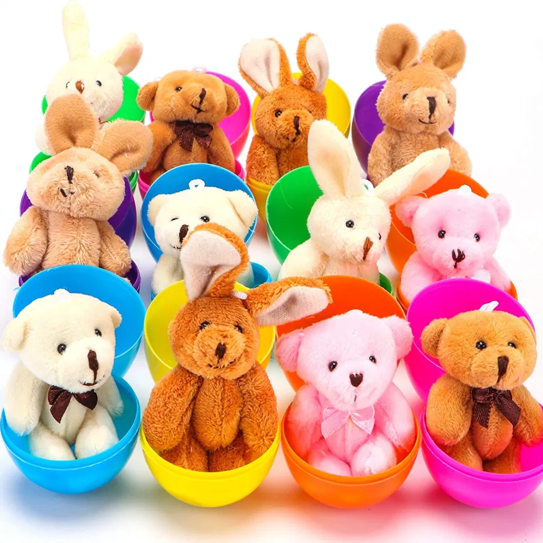 Prefilled Easter Eggs with Stuffed Animals, 3.15&quot; Plastic Easter Eggs Filled with Toys, Perfect for Easter Eggs Hunt